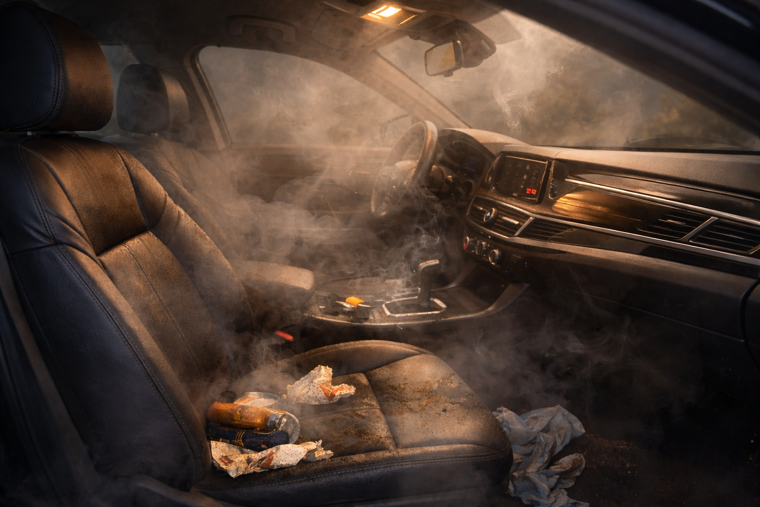 Smoky hazy car